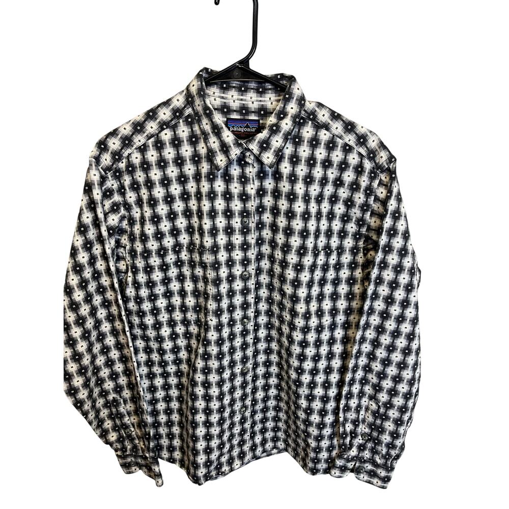 Women's Patagonia Organic Pima Cotton Button Up Collared Plaid Shirt Medium